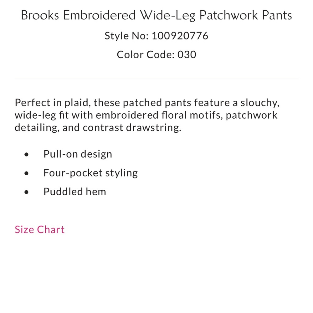 NWT Free People Brooks Embroidered Wide Leg Patchwork Pants, S - Picture 16 of 16